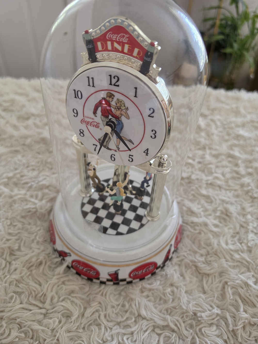Coca Cola Red, White and Black Diner Dome Wall Clock